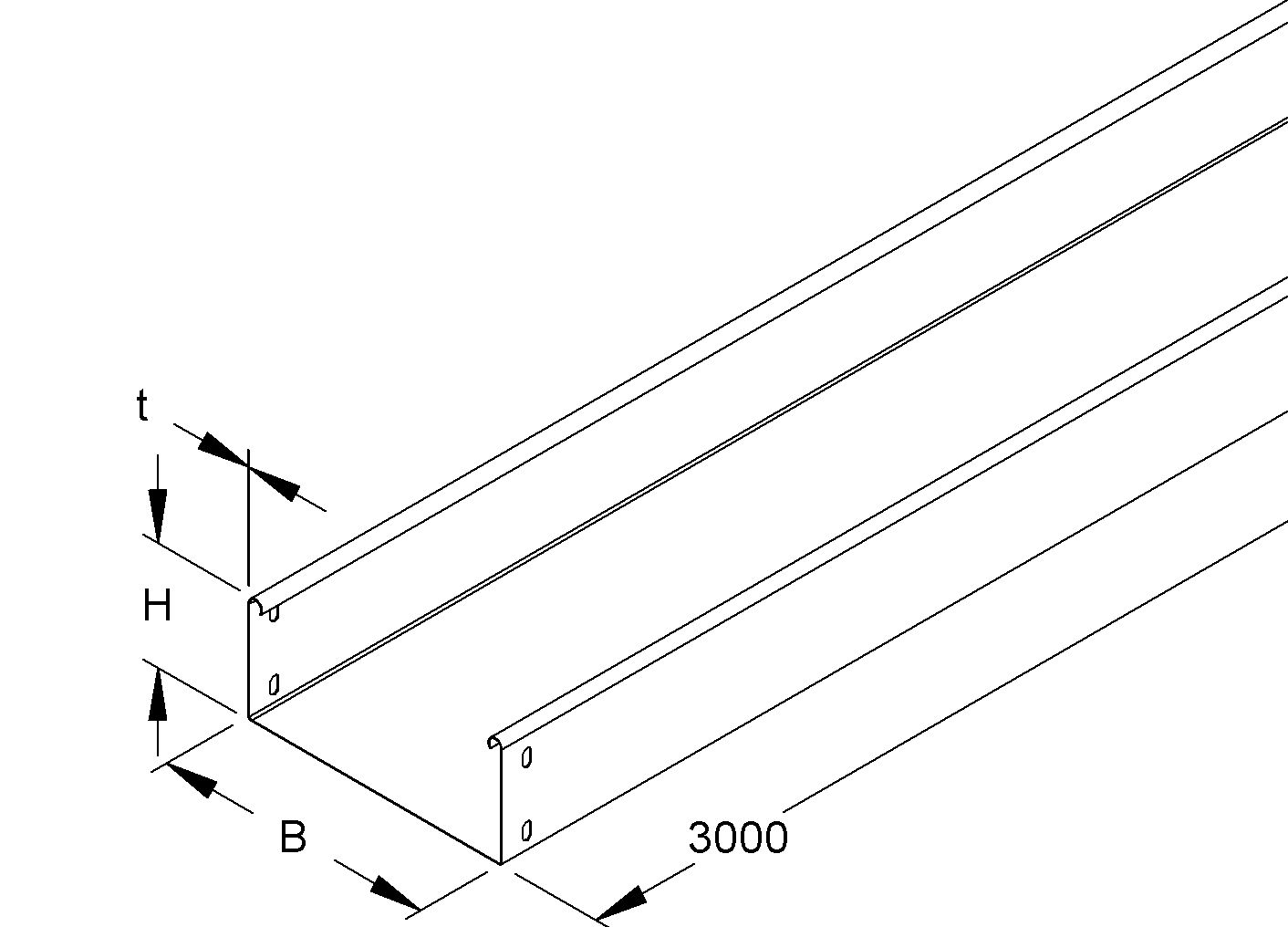 Kabelrinne 85x100x0,9mm mitgel.Verb Rinne 3000mm 8480qmm
