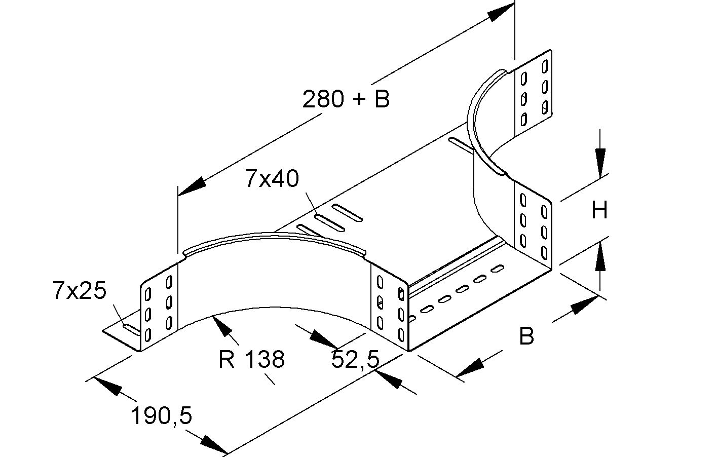 Anbau-Abzweigstück ST vz 85x200mm int.Verb