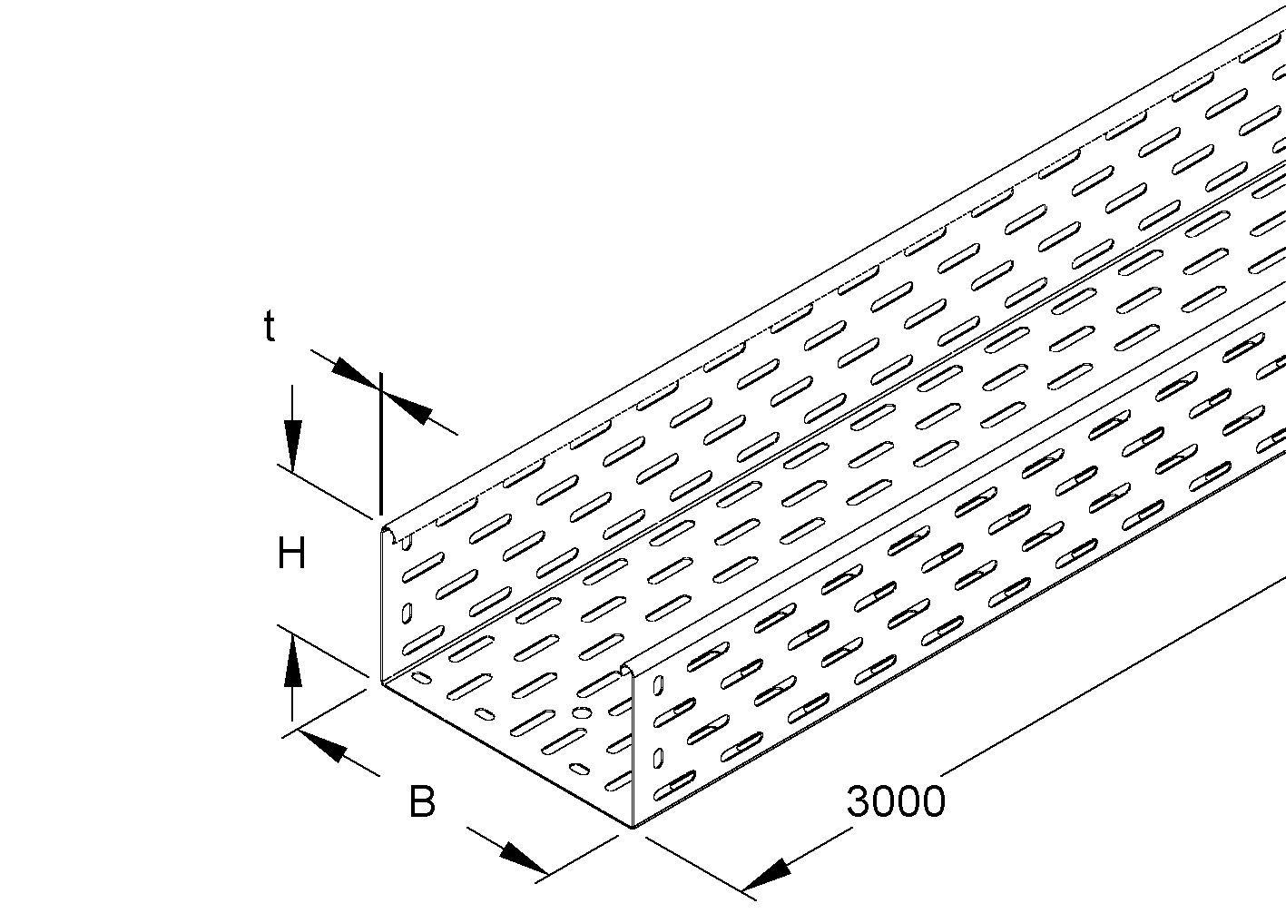 Kabelrinne 110x400x1mm mitgel.Verb Rinne 3000mm Seitenl 43980qmm