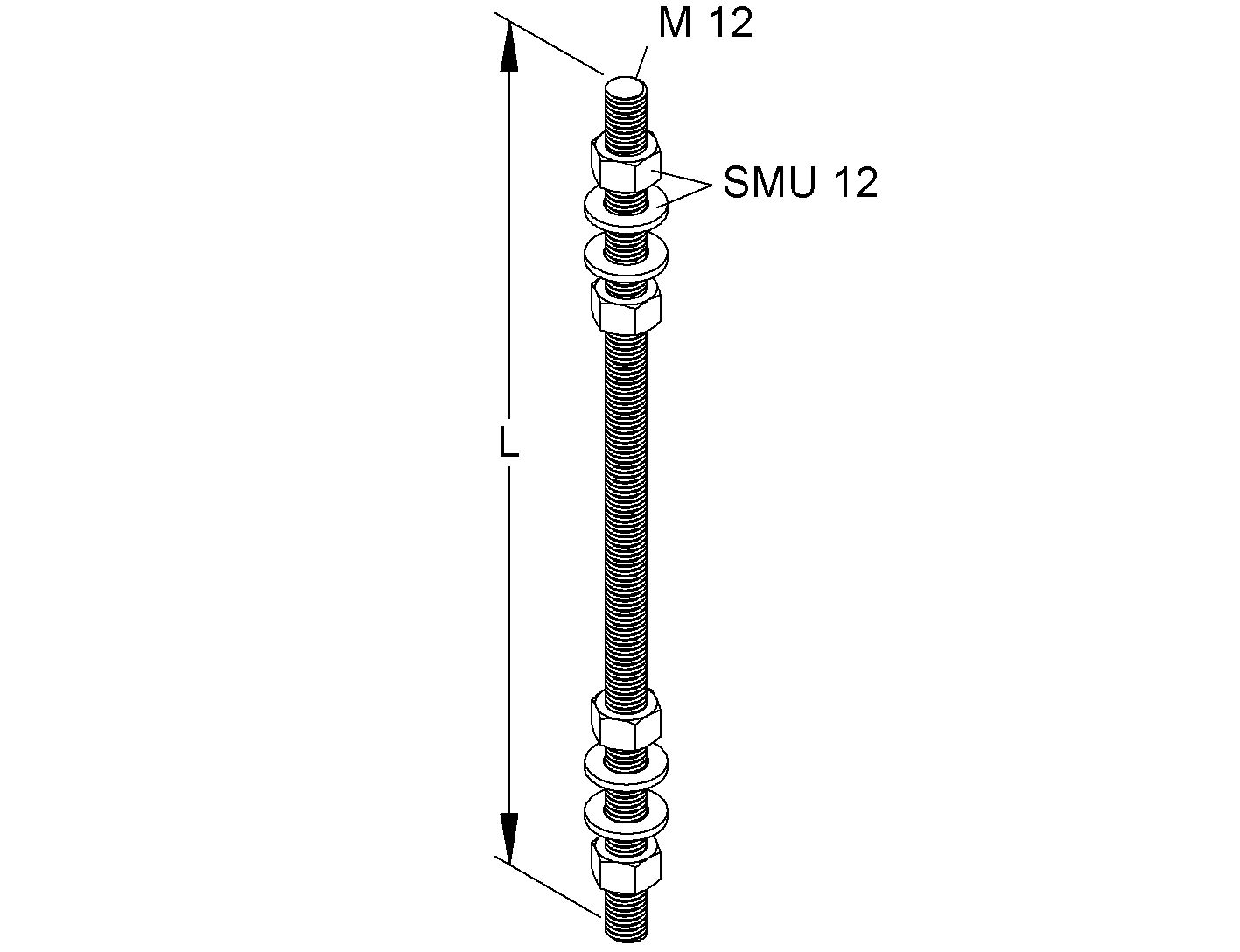 Gewindestange M12x1000mm ST g/vz 4.6/5.6