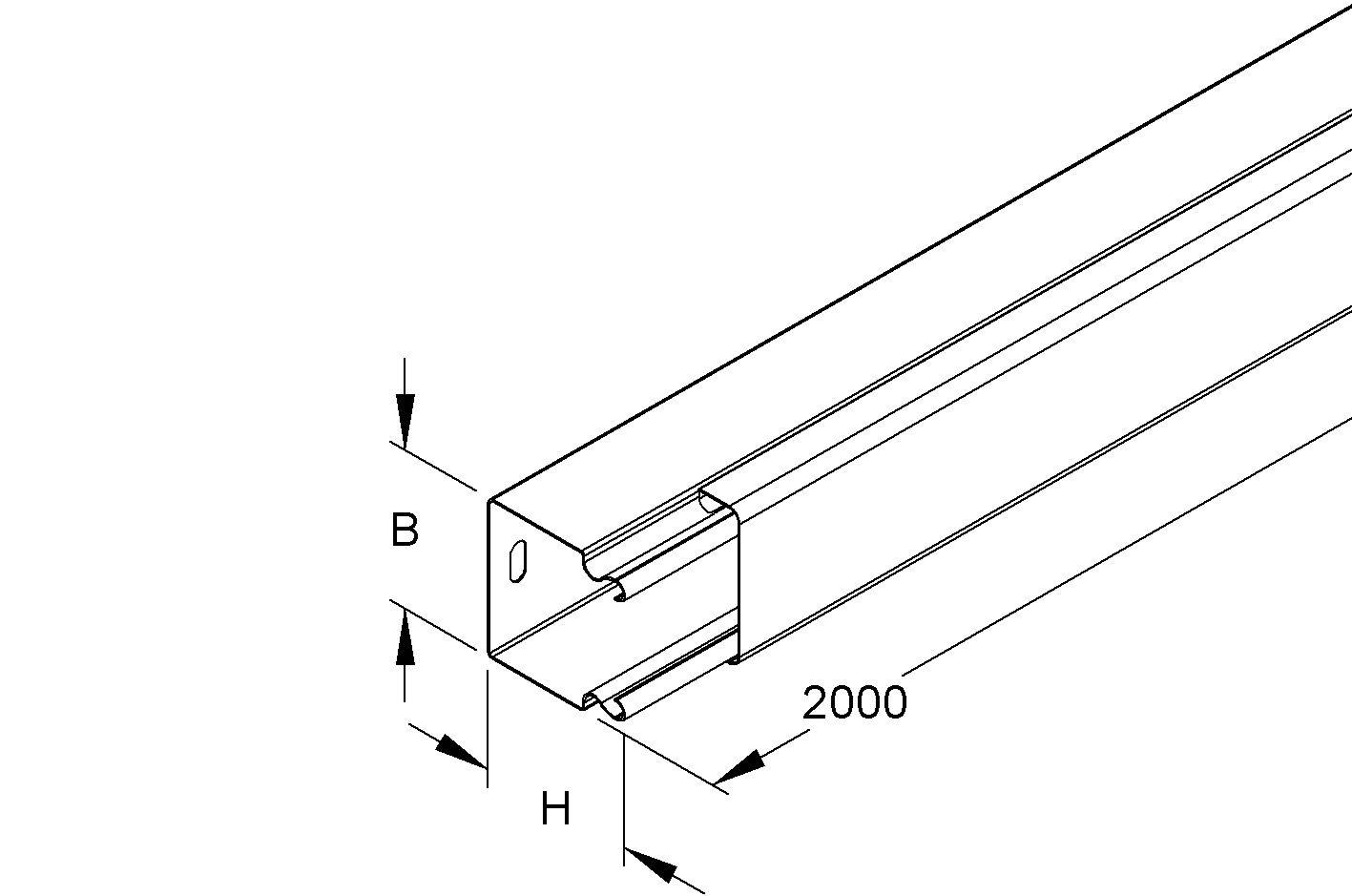 Leitungsführungskanal ST 60x60x2000mm natur vz LF-K hfr 3115qmm