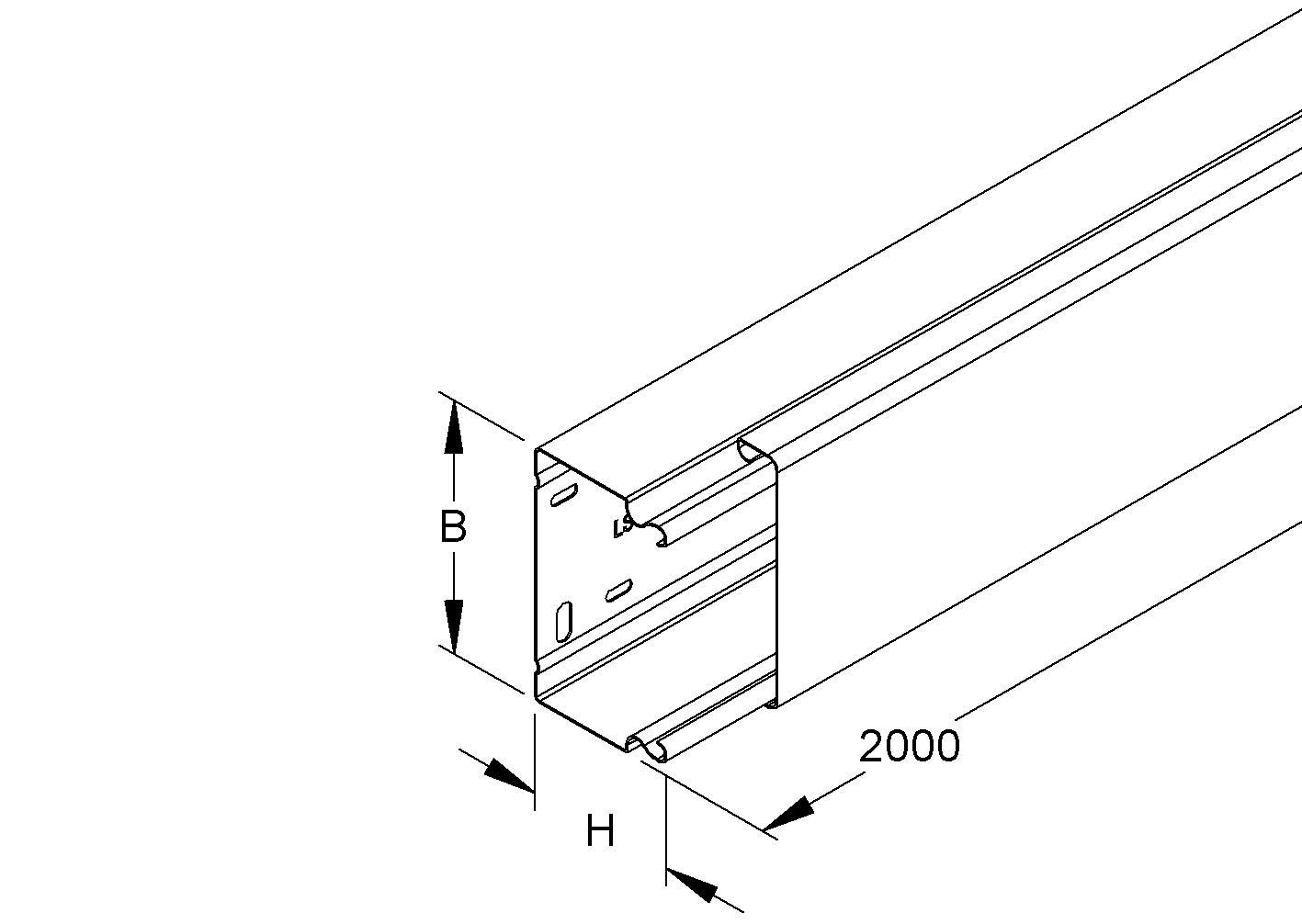 Leitungsführungskanal ST 60x200x2000mm rws vz hfr LF-K 11228qmm RAL9010