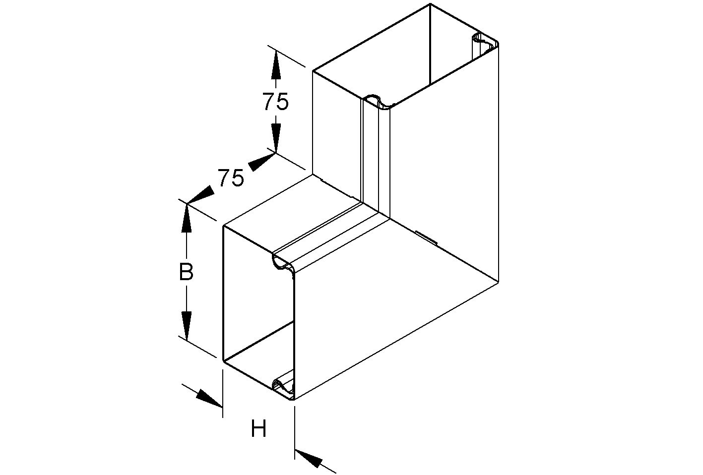 Flachwinkel LF-K UT/OT 100x60mm ST vz cws RAL9001 hfr