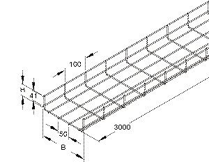 Gitterrinne U-Form 60x200x3000mm 9200qmm geschraubt
