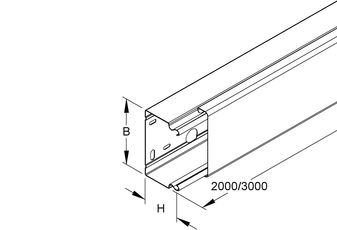 Leitungsführungskanal VA 60x100x2000mm unbeh hfr LF-K 5440qmm