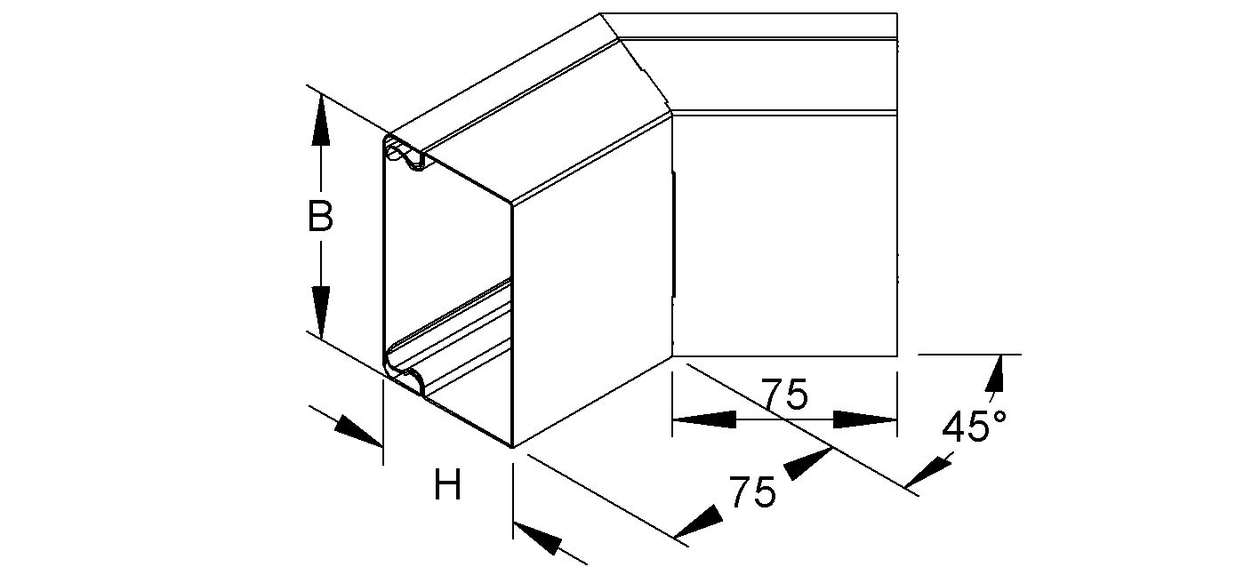 Außeneck LF-K 100x100mm 45° UT/OT VA