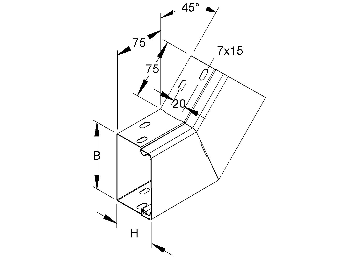 Flachwinkel LF-K UT/OT 100x60mm ST vz natur hfr