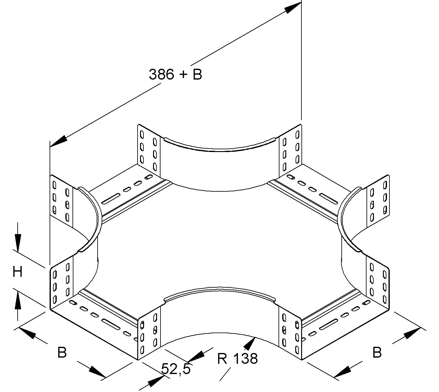 Kreuzstück Kabelrinne 85x300mm int.Verb
