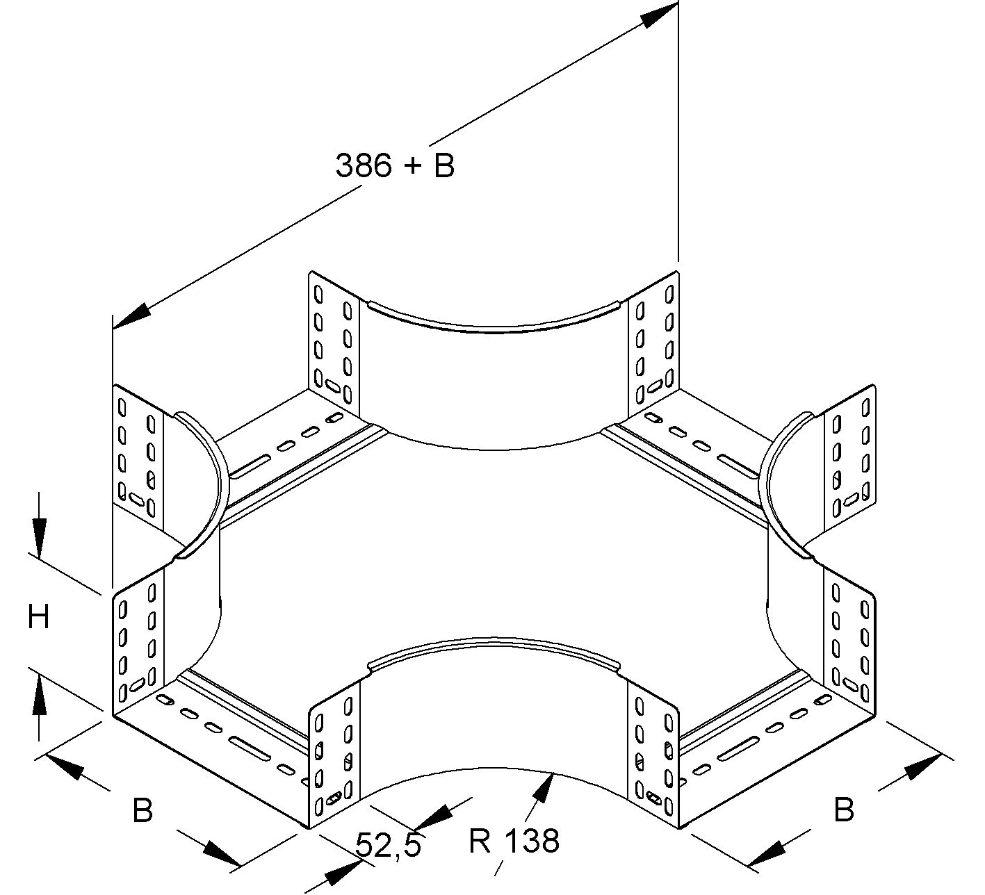 Kreuzstück Kabelrinne 110x400mm int.Verb
