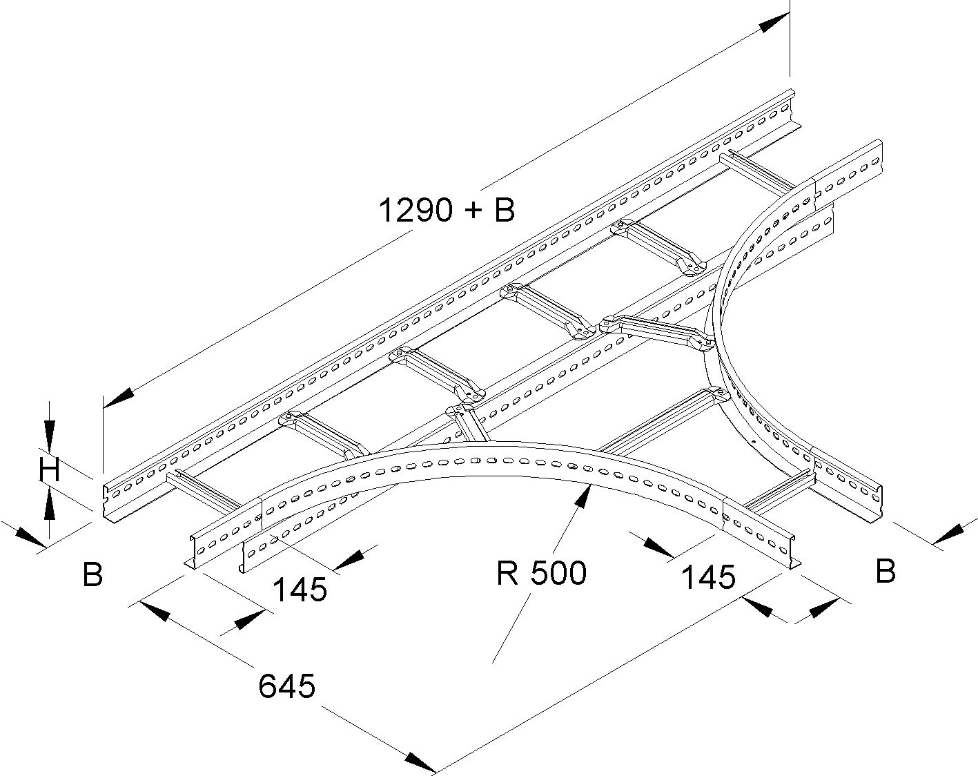 T-Stück Kabelleiter sym 60x300mm o.Verb Ausführung symmetrisch
