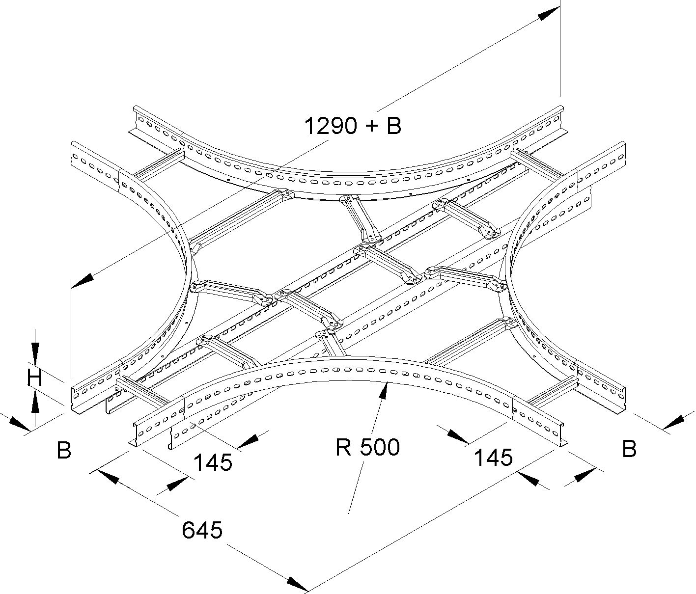Kreuzstück Kabelleiter 60x300mm