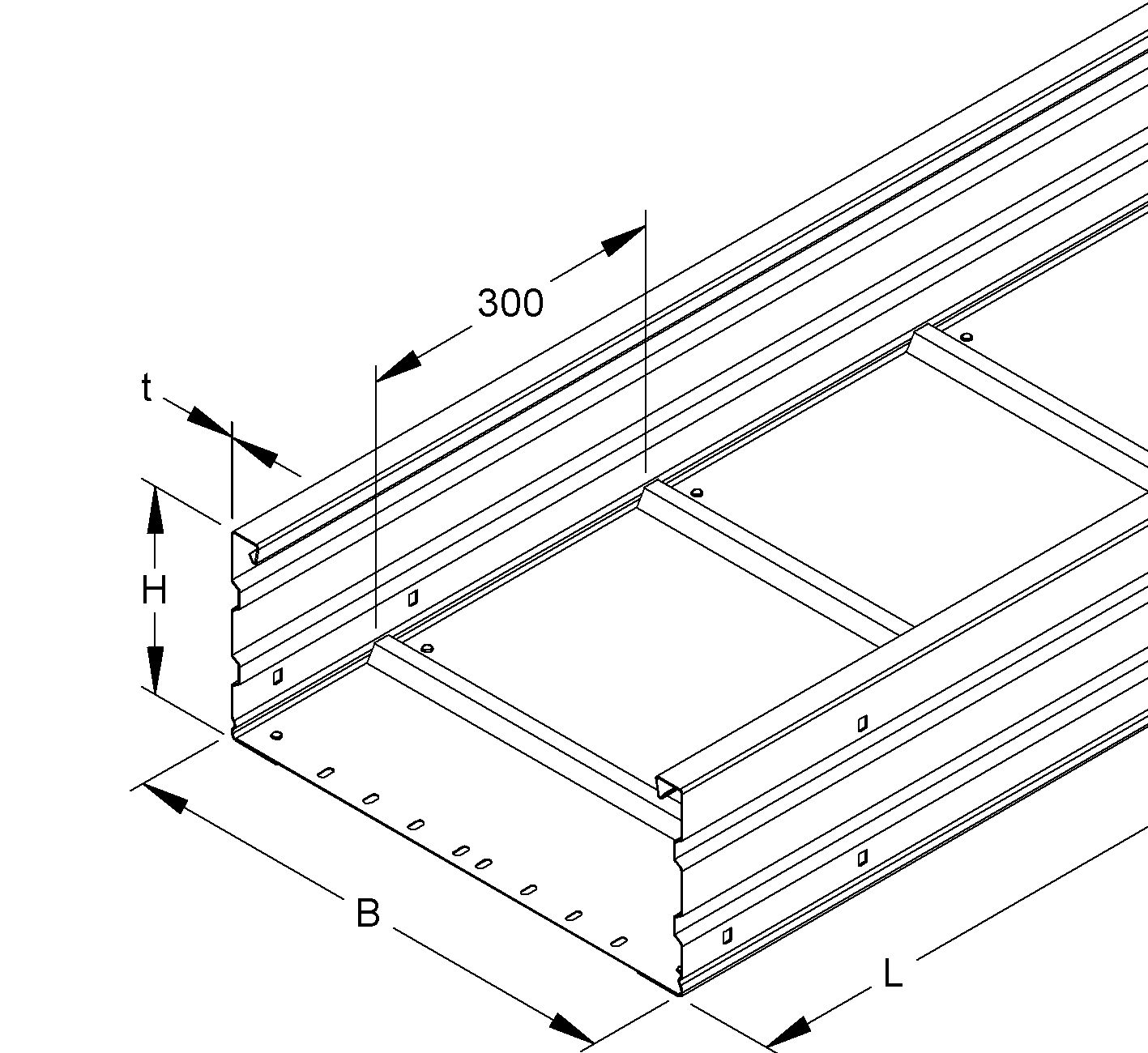 Weitspannkabelrinne 200x600x1,5mm o.Verb 6000mm 109800qmm