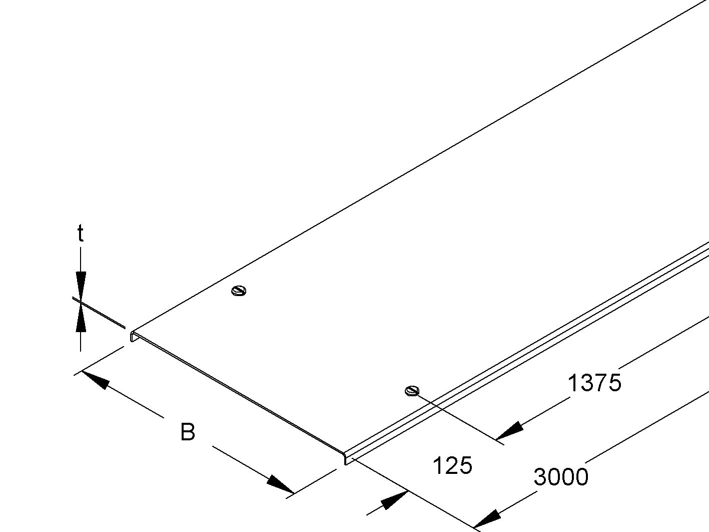 Deckel Drehriegel 605x3000mm f.Kabelrinne