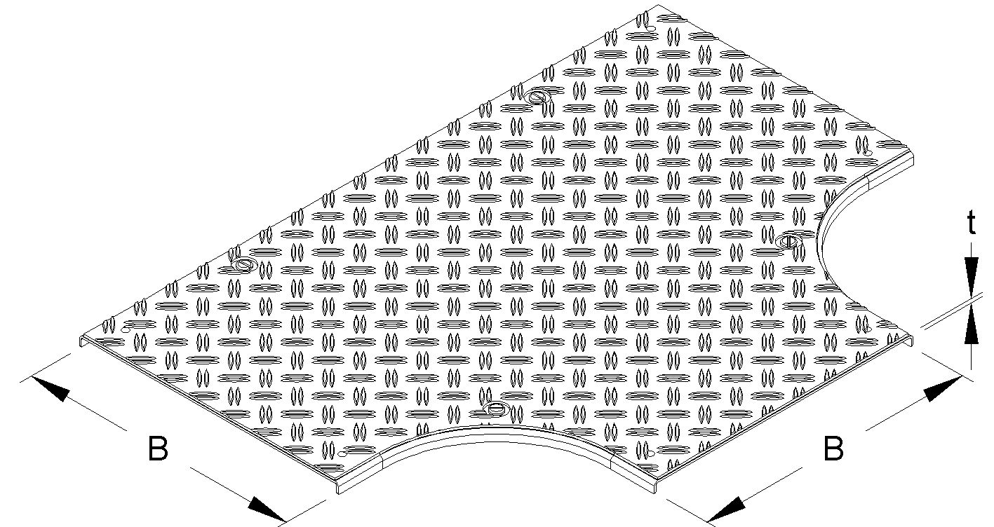 Deckel T-Stück Drehriegel 205mm vz f.Kabelrinne