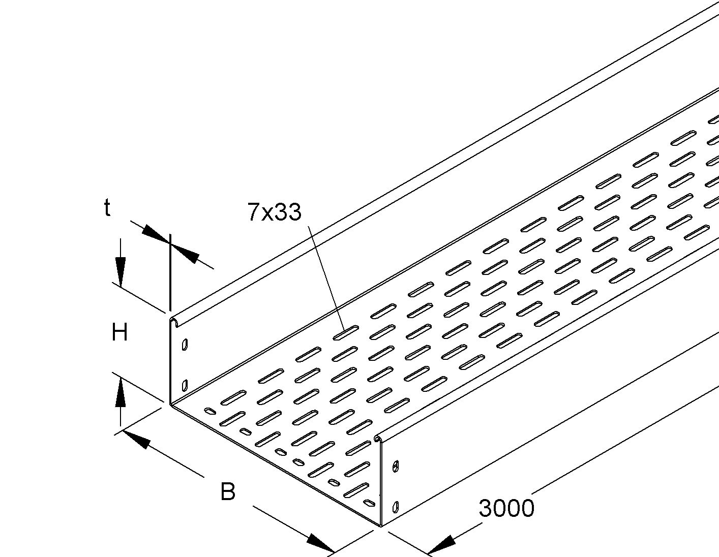 Kabelrinne 110x100x2mm o.Verb Rinne 3000mm 10980qmm