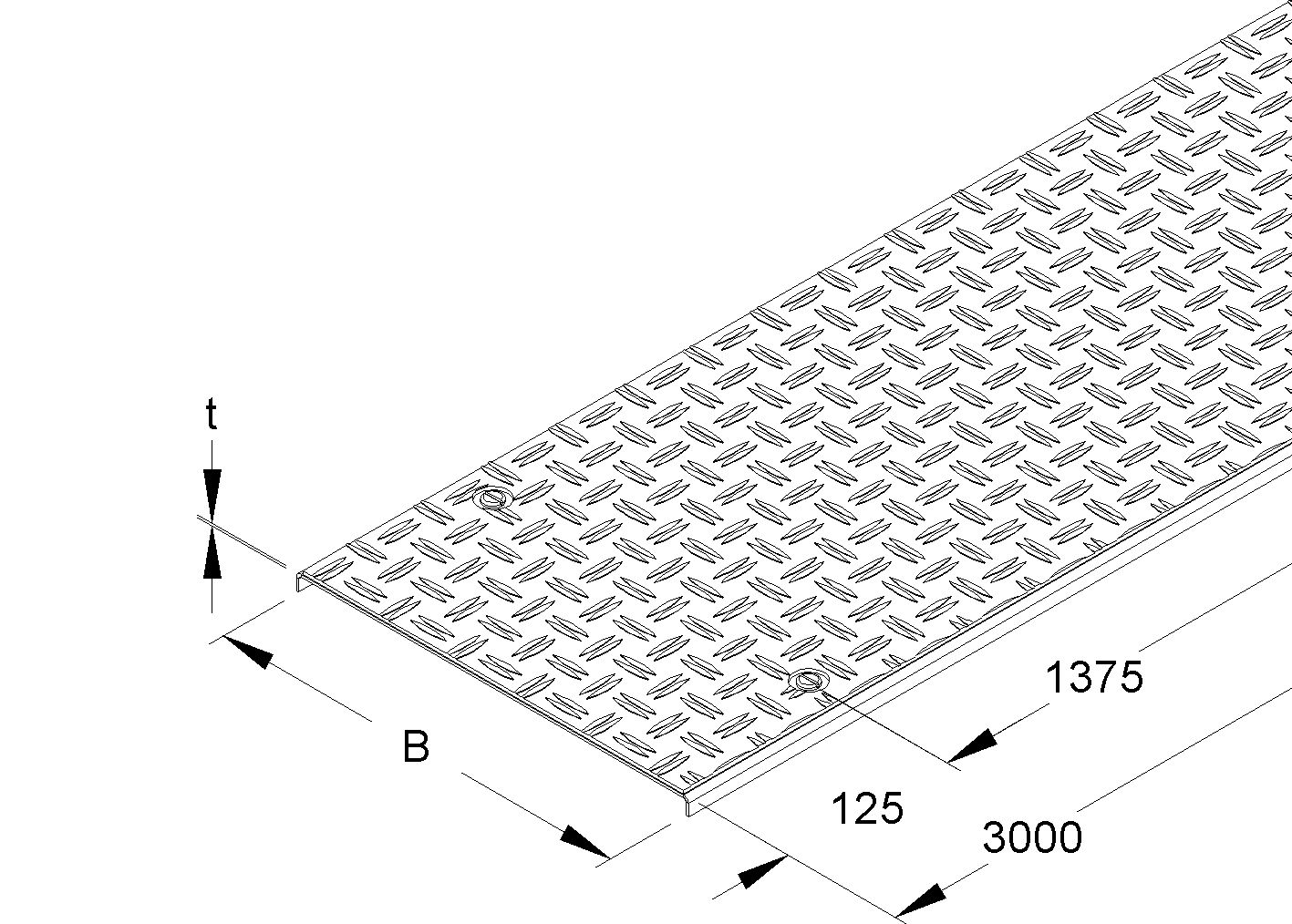 Deckel Drehriegel 305x3000mm f.Kabelrinne