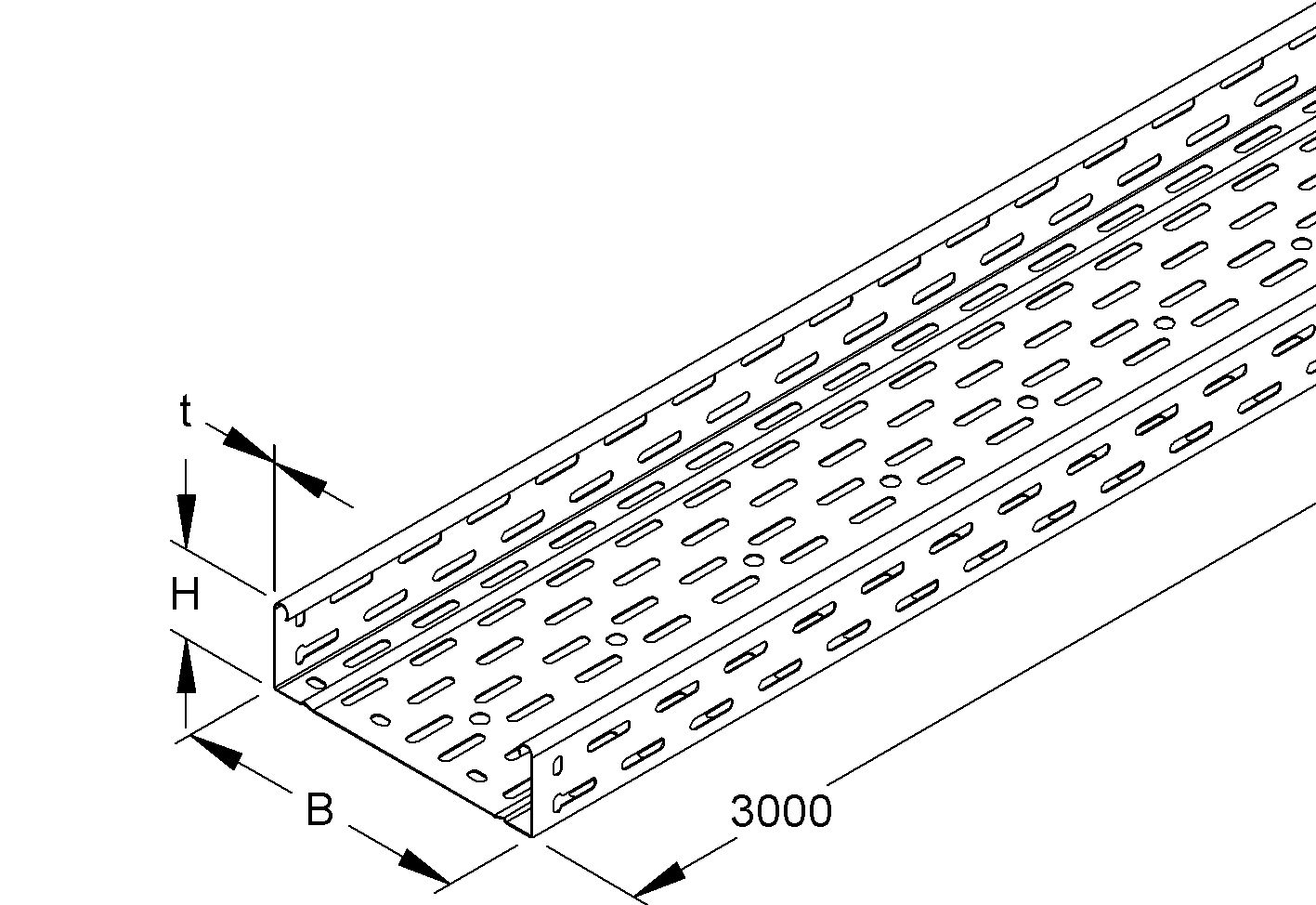 Kabelrinne 60x70x0,9mm mitgel.Verb Rinne 3000mm Seitenl 4180qmm