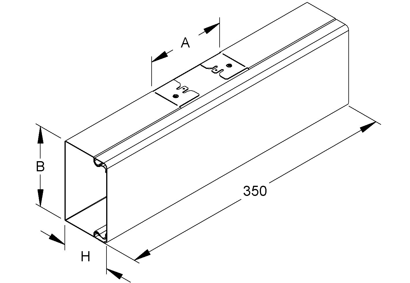 T-Stück LF-K 100x60mm UT/OT VA natur hfr unbeh