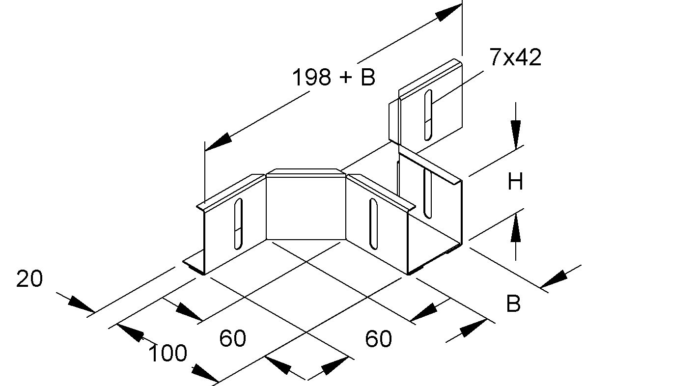 Anbau-Abzweigstück ST f/v 50x50mm o.Verb f/vz