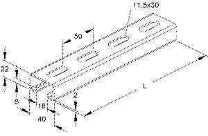 C-Profilschiene ST 1000x40x22mm 18mm D2mm Rück_gel