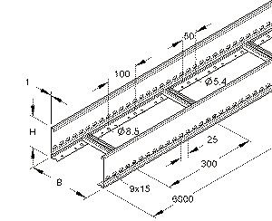 Kabelleiter f/vz 100x300x6000mm gel