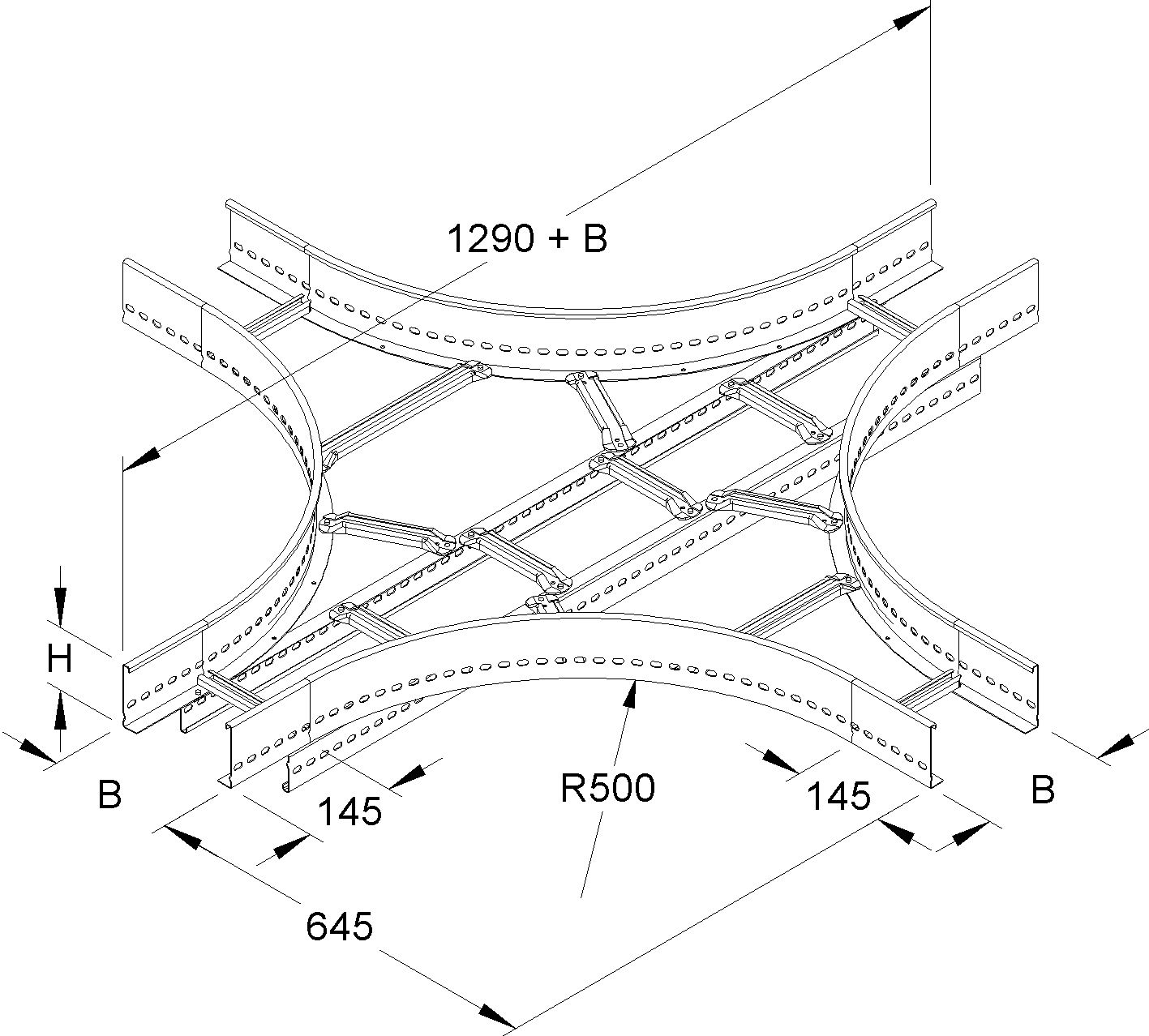 Kreuzstück Kabelleiter 100x600mm