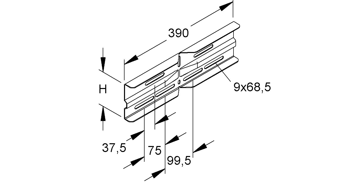 Verbinder Kabeltrag ST Schraubverb 390mm 200-600x105mm Geeignet für Kabelleiter