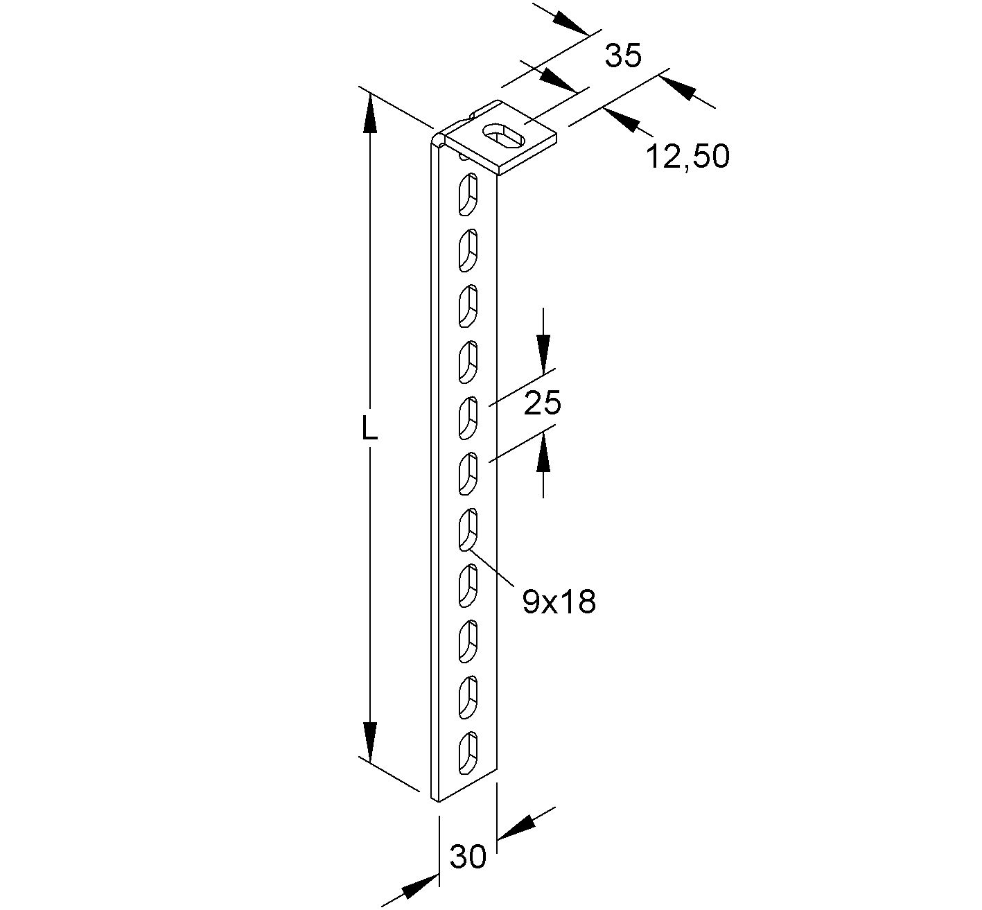 Hängestiel ST 1000mm Hutschiene