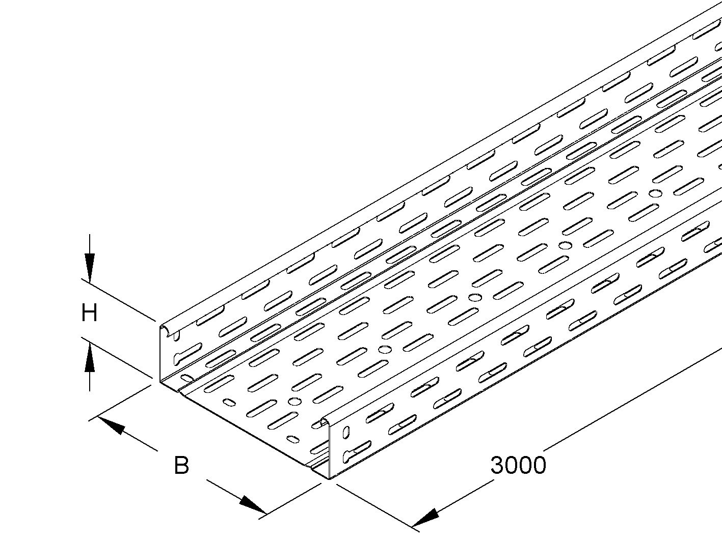 Kabelrinne 60x200x1mm o.Verb Rinne 3000mm Seitenl f.Funktionserh 11980qmm