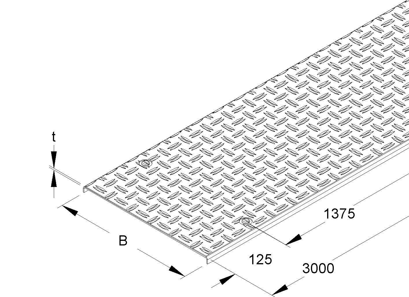 Deckel Drehriegel 505x3000mm f.Kabelrinne