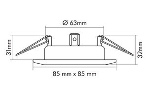 LED-Einbaustrahler 50W Konv ni gbürst ST IP20 1LED gebürstet Ø/EB68mm 85x85x32mm