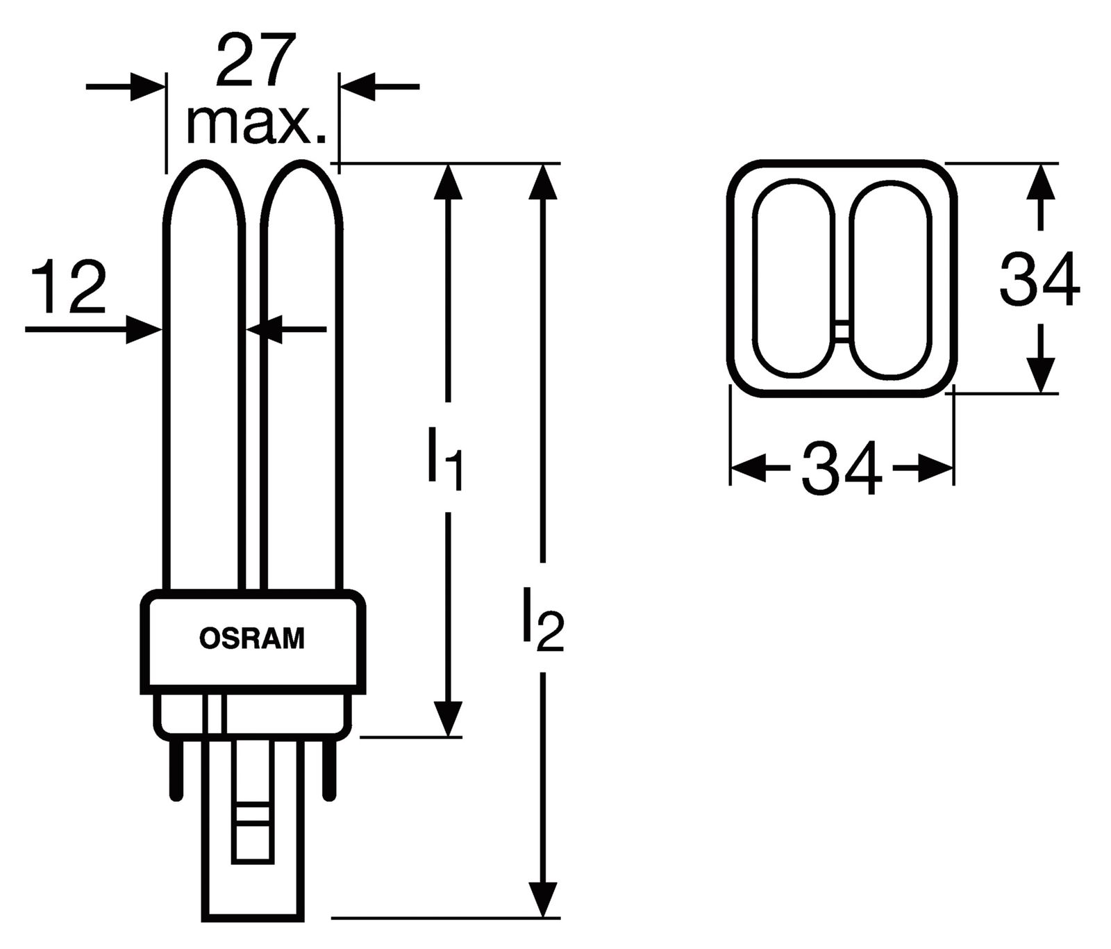 Kompaktleuchtstofflampe DULUX 18W 2700K G24d-2 KLL 1200lm Integrierter Starter