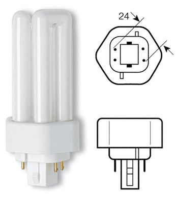 Kompaktleuchtstofflampe DULUX 32W 3000K GX24q-3 KLL 2400lm f.EVG Ø12x146mm