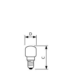 Backofenlampe 15W kl PRACTITONE E14 60mA 230-240V Ø22x49mm Stoßf