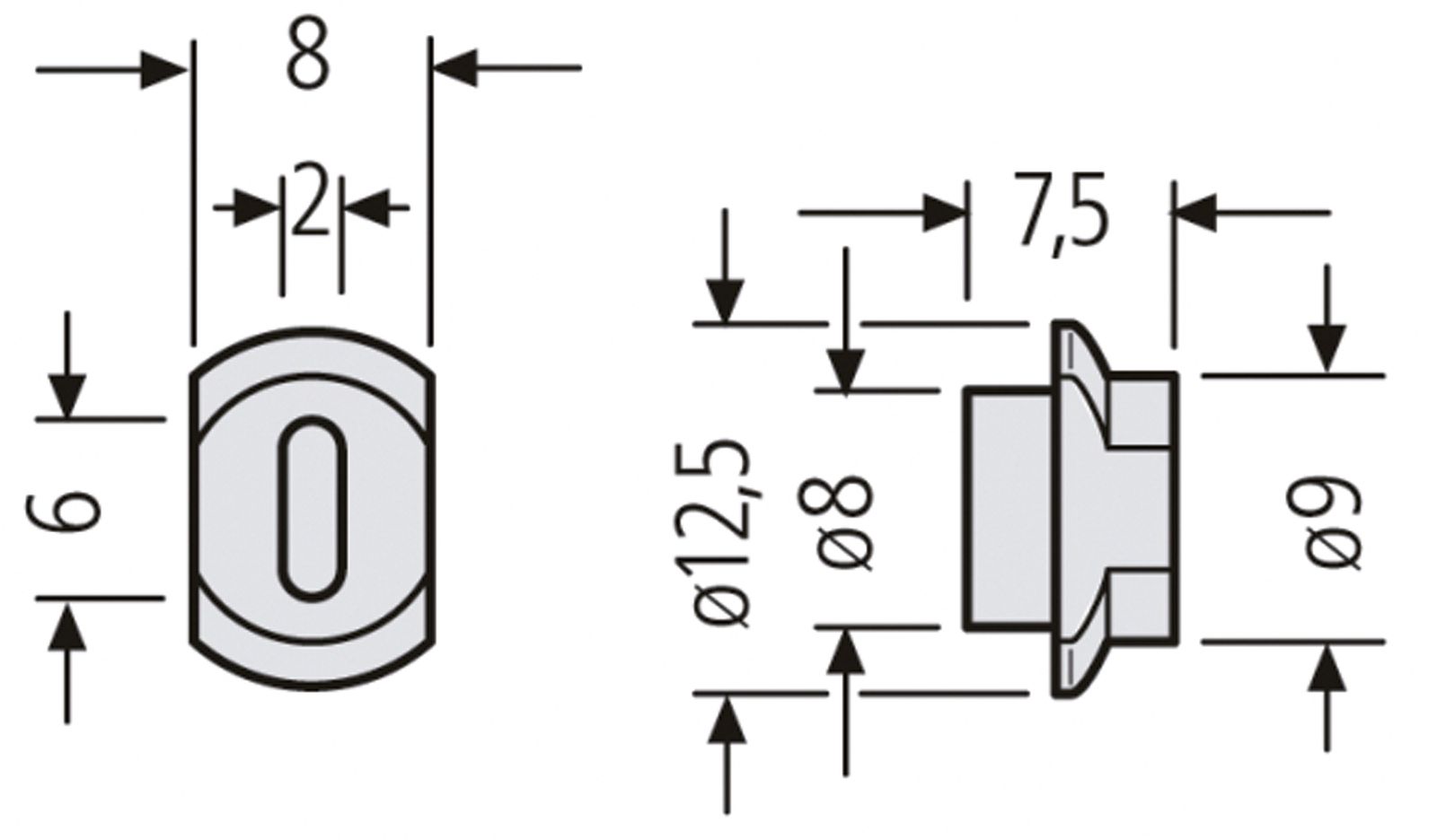 Montageelement-Tür 1f UP Kst 8x12,5x7,5mm