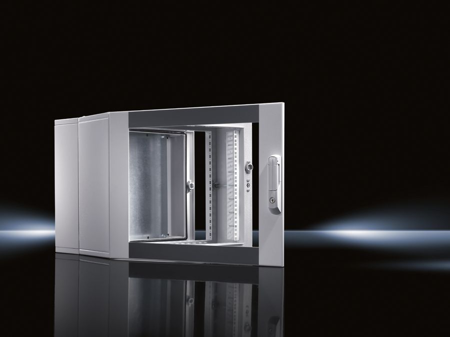 Netzwerkschrank ST 12HE B600xH612xT473mm IP55 vo pulverbesch mit Schwenkrahmen