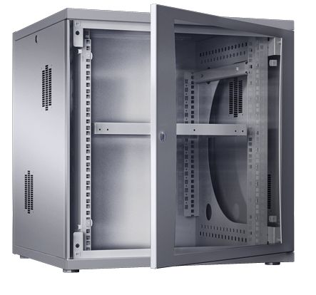 Netzwerkgehäuse ST 400mm FlatBox 9HE vo 19Zoll IP00 pulverbesch m.Festrahm