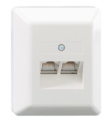 Anschlussdose Cat3 APmont 2xRJ45 schräg RAL9010 AP-Mont rws
