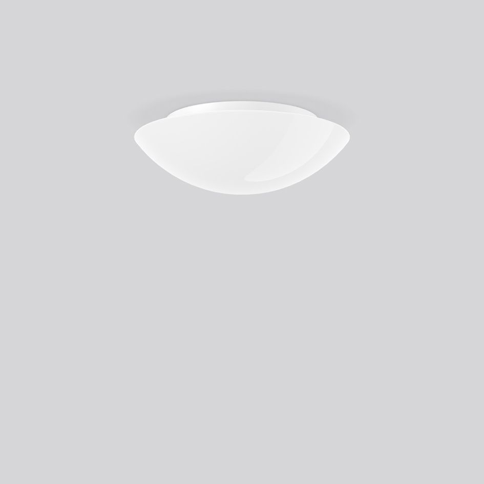Glasleuchte FlatBasic 100W HV ws IP44 E27 Ø370x118mm