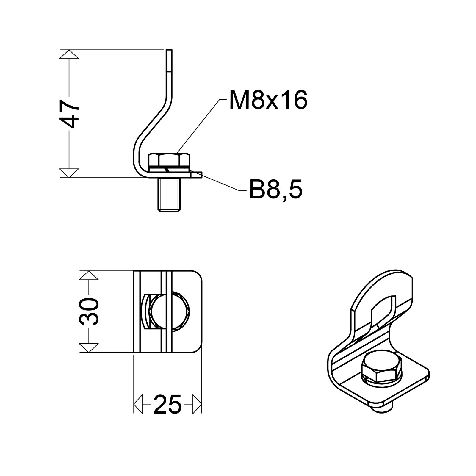 Befestigungsset edst L30mm B25mm