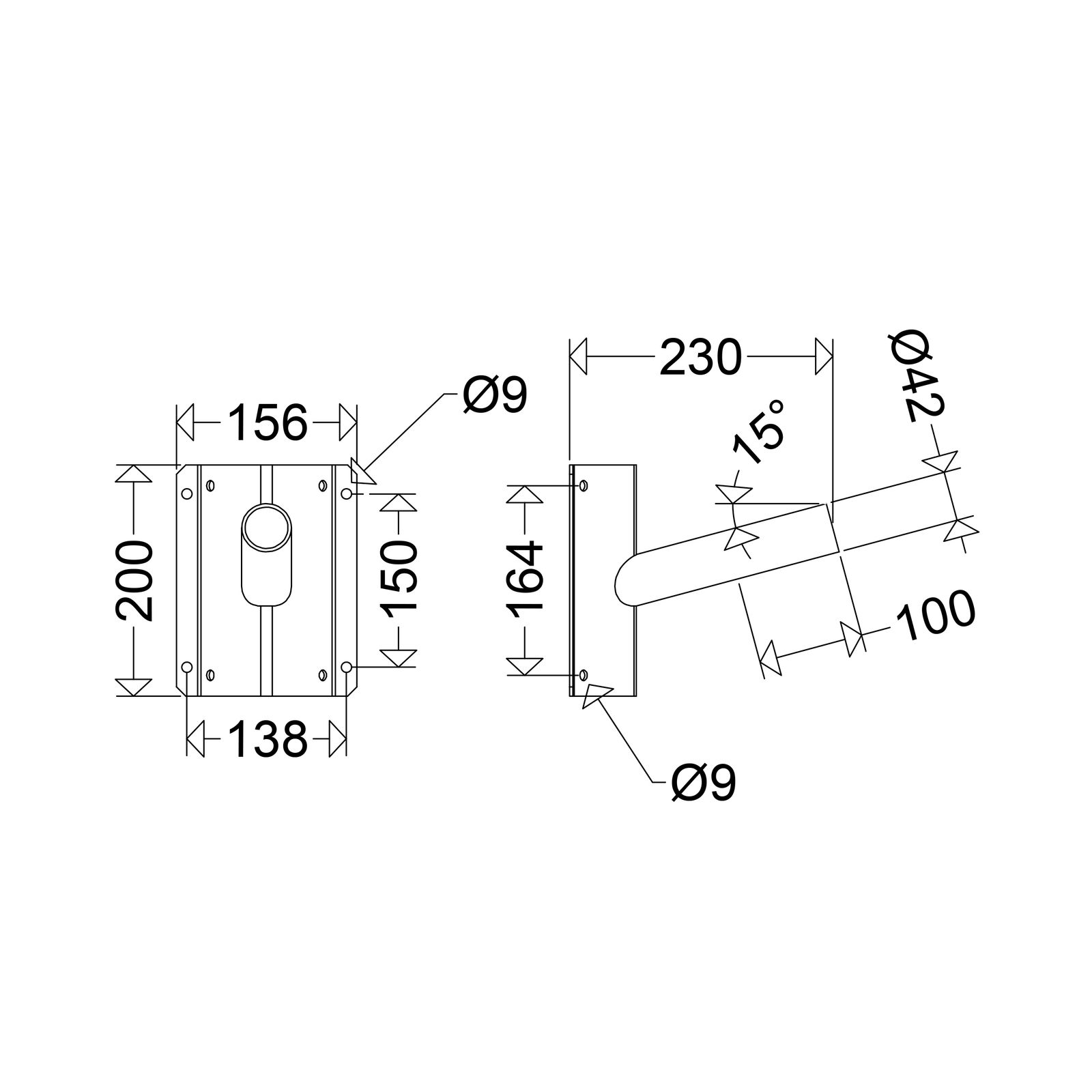 Ausleger gr Alu Ø42mm L100mm