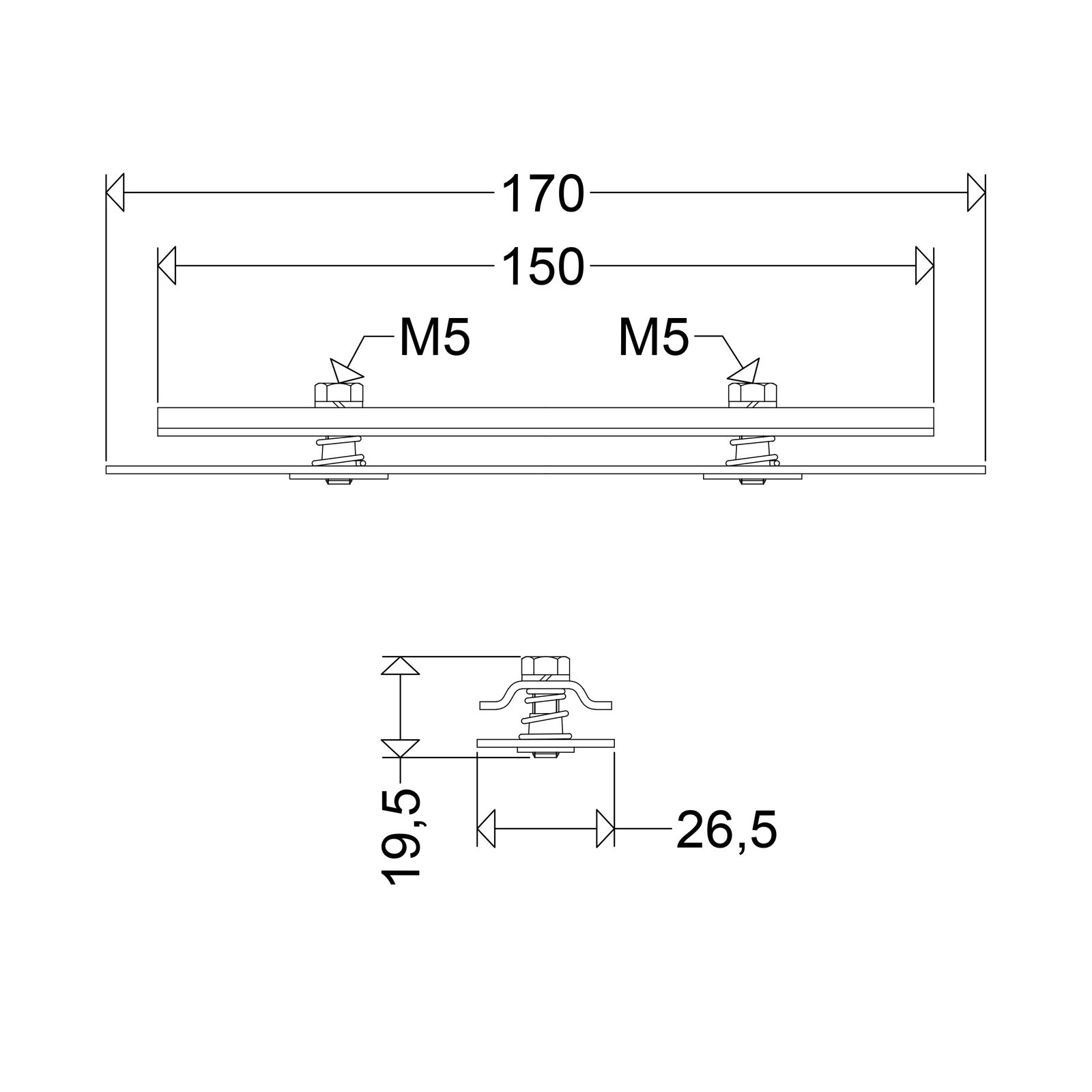 Kupplung/Verbinder ger gr Edst L170mm B27mm