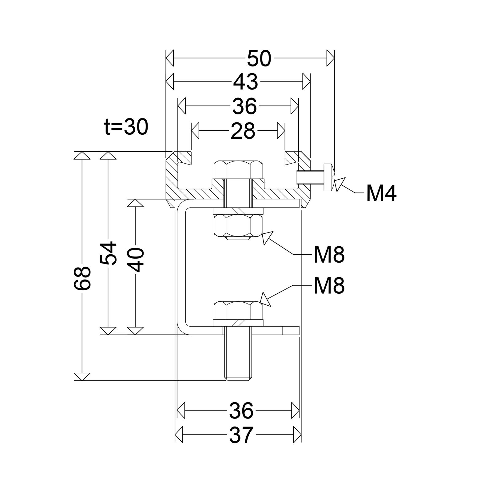 Befestigungsset edst L30mm B36mm