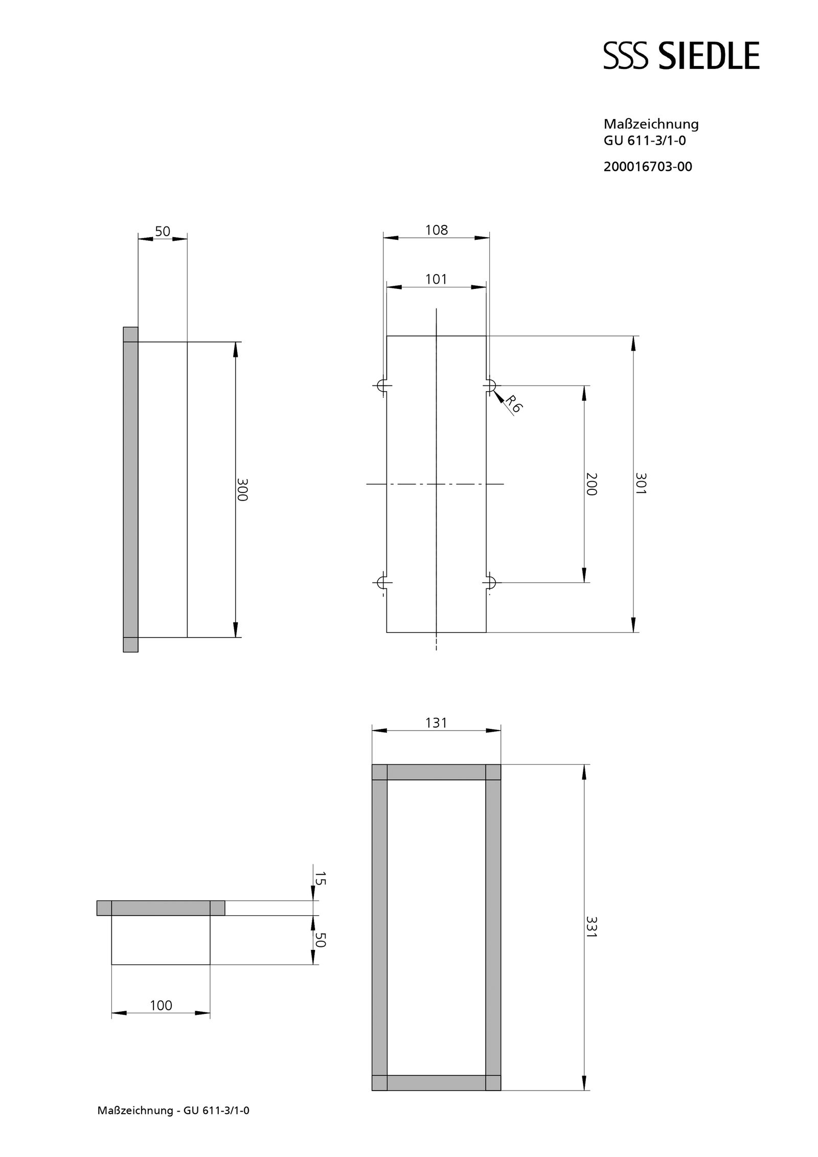 Gehäuse 3f UP gr Kst 100x300x50mm
