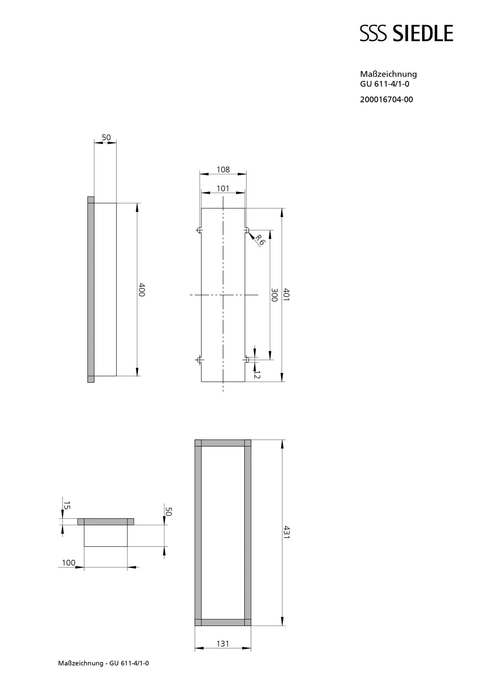 Gehäuse 4f UP gr Kst 100x400x50mm