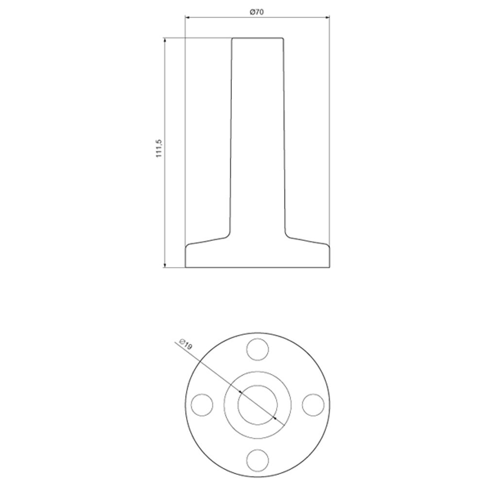 Standfuß mit Rohr sw 100mm Metall