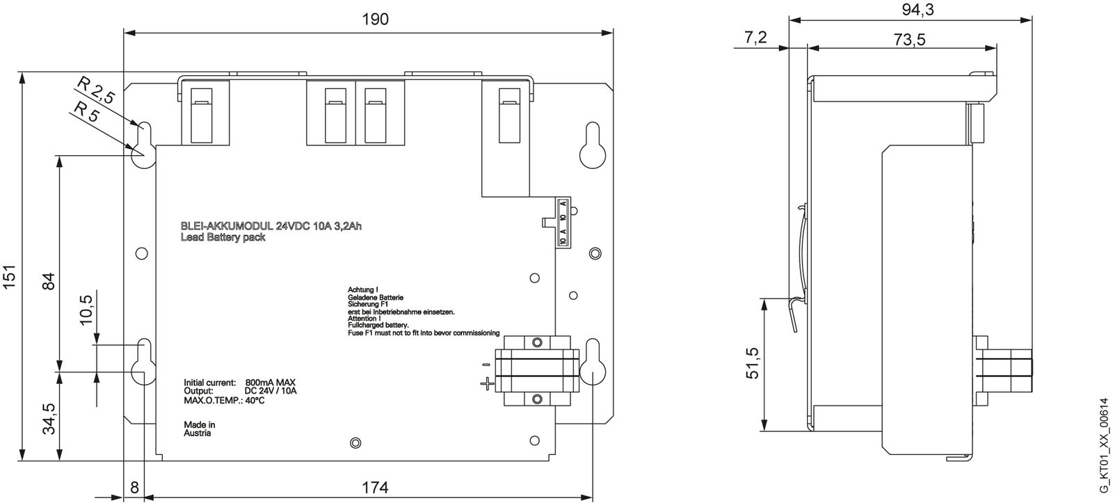Akkupack 24V SITOP Blei 3200mAh 12zell 82x151x190mm