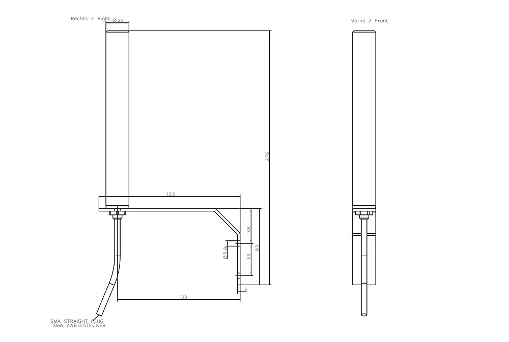WLAN-Antenne Indoor Outdoor Stecker 5m