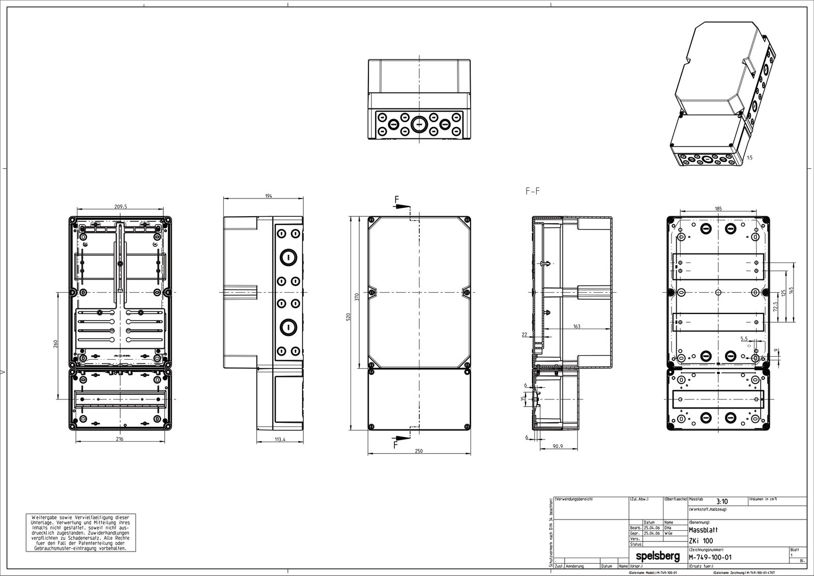Zählergehäuse Aufb IP65 Kst 250x193x520mm