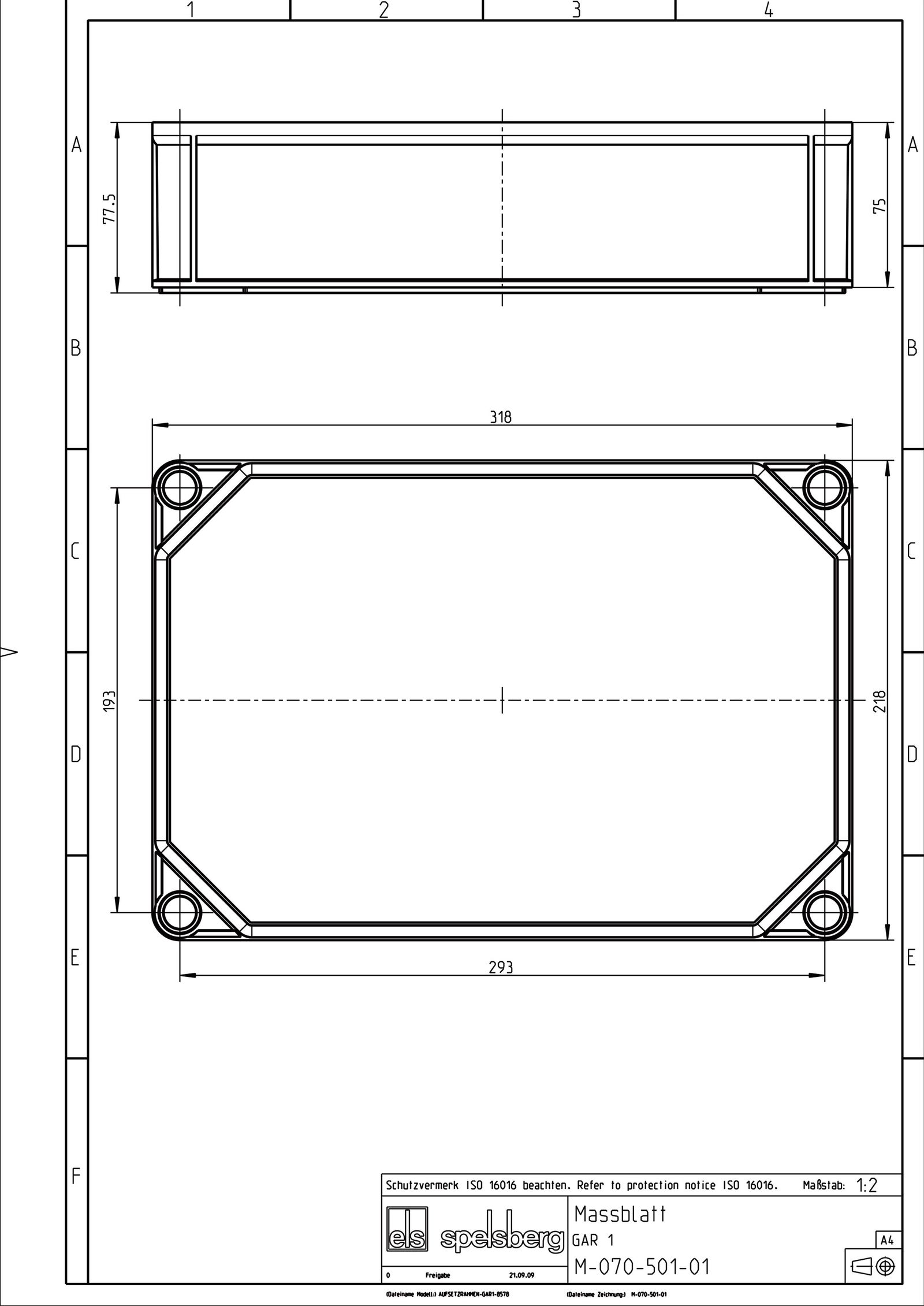 GAR 1 Geh.Aufsetzrahmen Modulerhöhung gr 75x220x75mm Kst